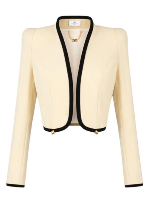 JACKET WITH 3D PIPING ELISABETTA FRANCHI | GI21461E2E84 burro/nero
